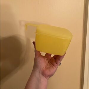 Vintage yellow Tupperware Forget Me Not Hanging Cheese Saver Container